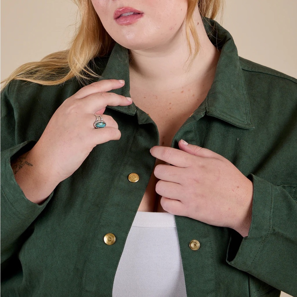 Big Bud Press Denim Work Jacket Emerald Green Unisex 1XL 100% Cotton Plus Size - Picture 4 of 16